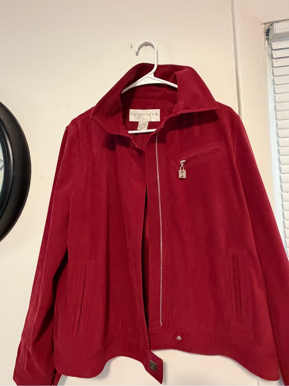 Doncaster Raspberry Red Zip-Front Utility Jacket - Picture 11 of 12